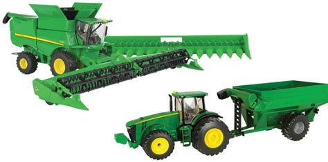 Big Farm John Deere Harvesting Set Combine W Grain Head And Tractor W Grain Cart Hot