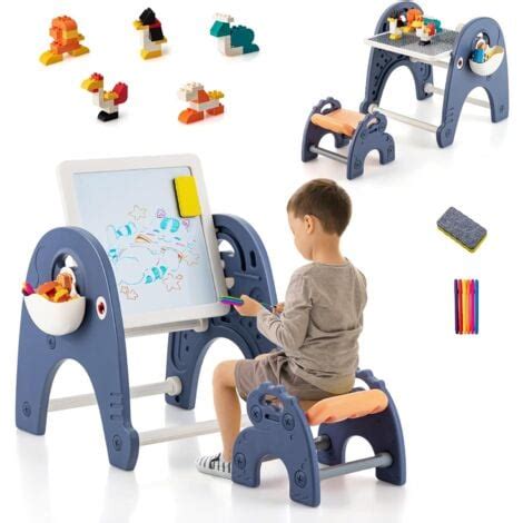 COSTWAY Set Tavolo E Sedia Per Bambini Con Cavalletto Tavolo