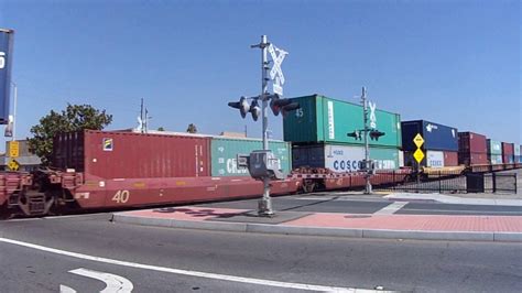 BNSF 7664 Westbound Double Stack Intermodal Train Riverside CA USA