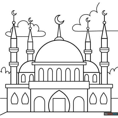 Mosque Coloring Page Easy Drawing Guides In 2024 Coloring Pages