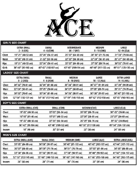 Ace Size Chart Ponasa