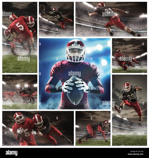 The Collage About American Football Players Stock Photo Alamy