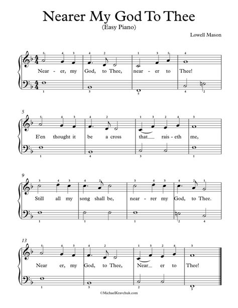 Free Piano Arrangement Sheet Music – Nearer My God To Thee – Michael ...