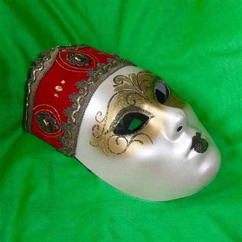 Full Face Venetian Red Crown Masquerade Volto Princes Gem