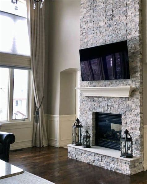 Top 60 Best Stacked Stone Fireplace Ideas - Interior Designs