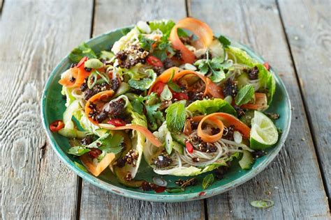 Jamies Spiced Crispy Beef Salad With Noodles And Crunchy Veggies