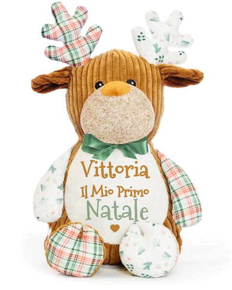 Peluche Renna Di Natale Il Primo Natale Di Personalizzato Con Nome