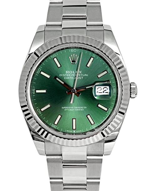 Rolex Datejust 41 126334 Mint Green Dial Fluted Bezel Oyster Bracelet