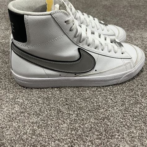 Nike blazer high top white& grey leather all around... - Depop