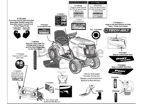 Troy Bilt 13wn77ks011 Troy Bilt Pony Lawn Tractor 2013 Label Map