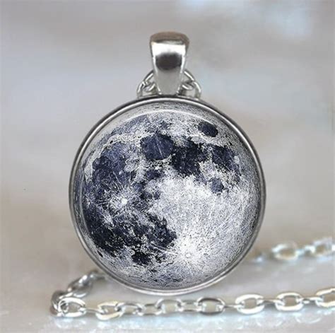 Full Moon Necklace Full Moon Pendant Moon Jewelry Moon Etsy