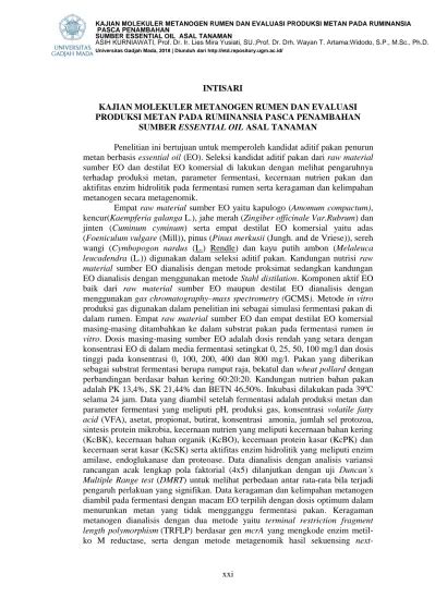 intisari kajian molekuler metanogen rumen  evaluasi produksi metan