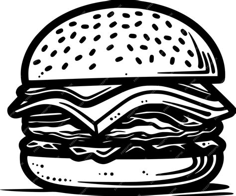 Premium Vector Burger Hamburger Hand Drawn Vector Illustration Sketch Retro Style