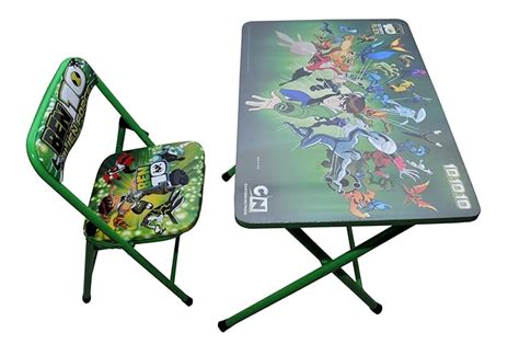 Happy Kids Foldable Study Table And Chair Ben 10 Green