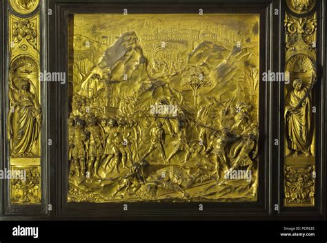 Story Of David And Goliath Depicted In The Gilded Bronze Panel From The