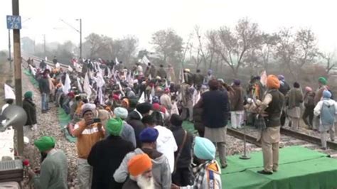 Punjab Farmers Stage Protest On Railway Track At Batala Station Trains