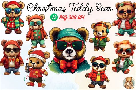 Christmas Teddy Bear Clipart Graphic By Lazybear · Creative Fabrica