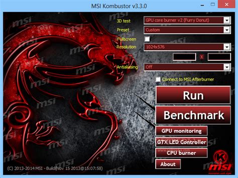 Download MSI Kombustor 2.6.0 32-bit / 4.1.5.0 64-bit