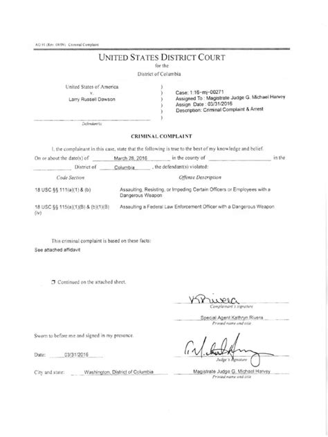 Arrest Warrant Affidavit Example