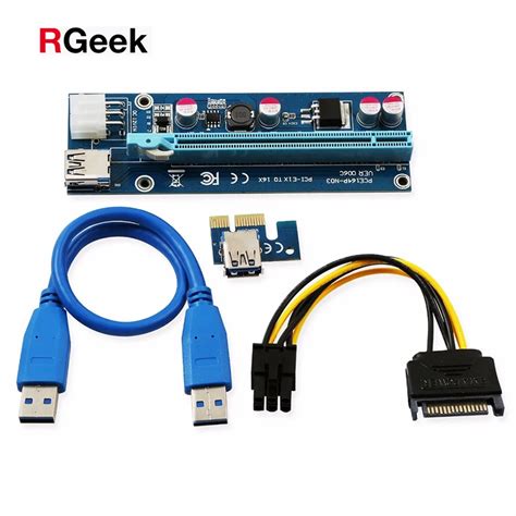 Rgeek 006c 6pin To Sata Pcie Pci E Pci Express Riser Card Gpu Card Slot Buy 1x To 16x Usb 30