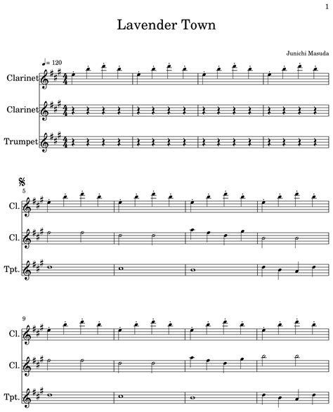 Lavender Town Sheet Music For Clarinet Trumpet