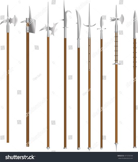 set vector polearms weapons  weapon stock vector royalty