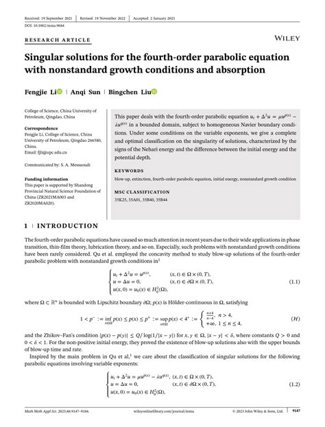 Singular Solutions For The Fourth‐order Parabolic Equation With