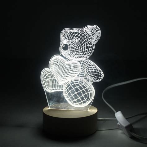 Customized Pattern Bear Lamp 3d Illusionholiday Ttable Lamp For