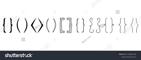 hand drawn bracket brackets icons set stock vector royalty