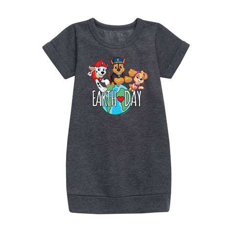 Paw Patrol Earth Day Globe Toddler And Youth Girls Fleece Dress