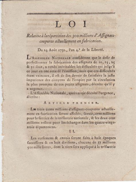 Loi relative à la répartition des 300 millions d Assignats coupures