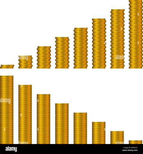 Diagramm Der Goldenen M Nzen Stapeln Isoliert Auf Wei Em Stock