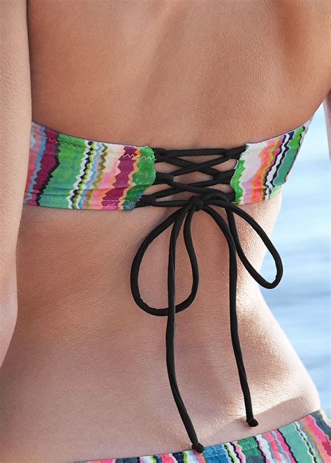 Venus Lace Up Back Bandeau Top Bikini Offshore Stripes Venus