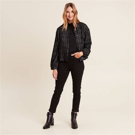 Veste droite boutonnée noir femme Bréal