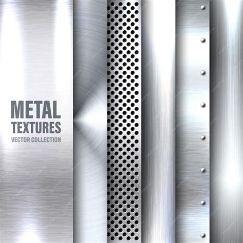 Premium Vector | Realistic brushed metal textures set polished ...