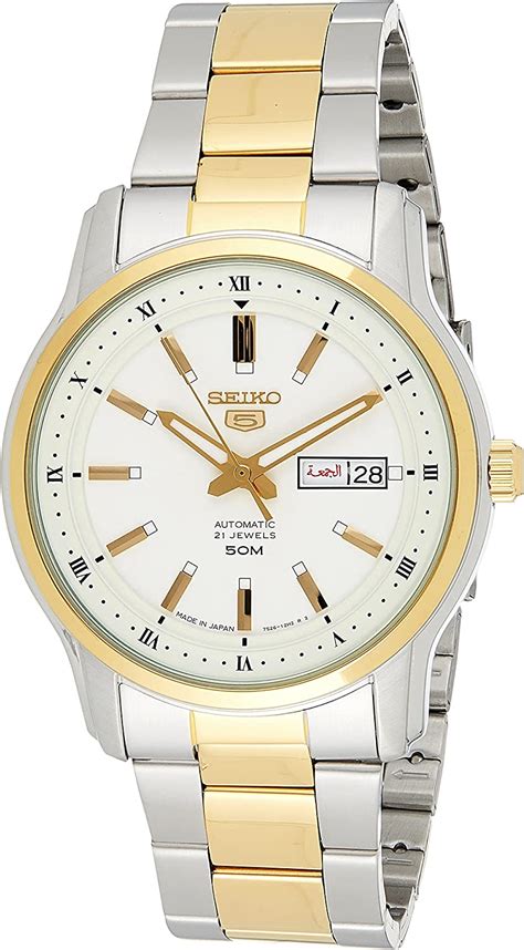 Amazon SEIKO 5 Automatic Silver Dial Two Tone Men S Watch SNKP14J1