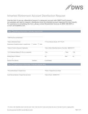 Fillable Online Ira Distribution Request Form Dws Investments Fax