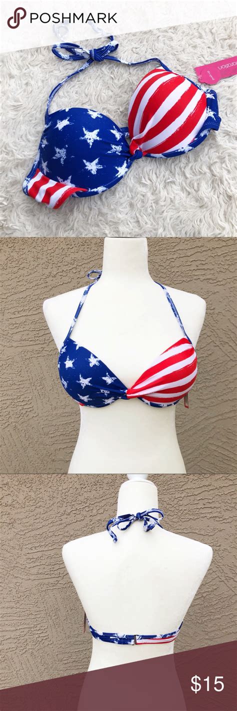 Xhilaration Nwt American Flag Push Up Bikini Top Push Up Bikini Tops