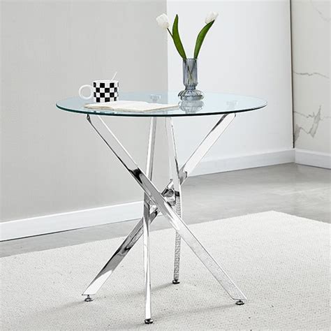 Enke Extending Clear Glass Dining Table With Chrome Base I Furnitures