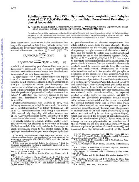 Pdf Polyfluoroarenes Part Xxi Synthesis Decarbonylation And