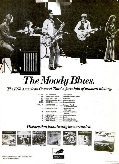 The Moody Blues's 1973 Concert & Tour History | Concert Archives