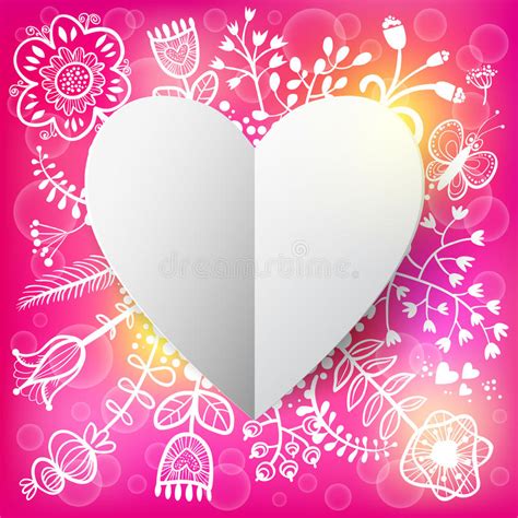 Paper Heart Love Card Template For Design Greeting Card Wedding