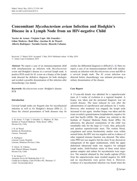 (PDF) Concomitant Mycobacterium avium Infection and Hodgkin's Disease ...