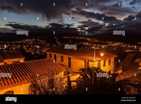 night aerial view  sucre bolivia stock photo alamy