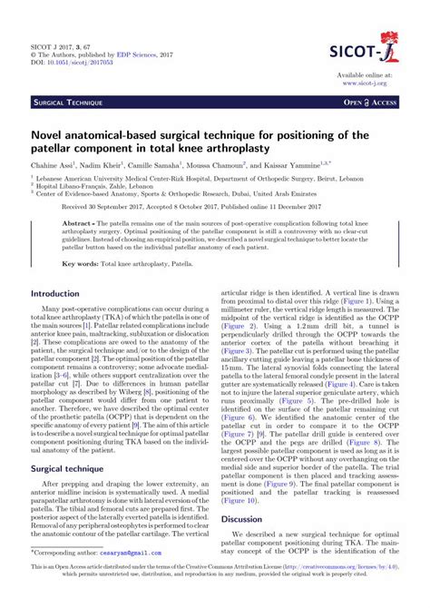 PDF Novel Anatomical Based Surgical Technique For Positioning