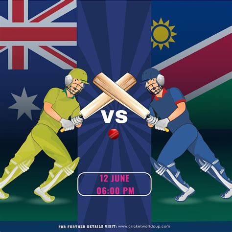 Premium Vector Cricket Match Between Australia Vs Namibia Team With