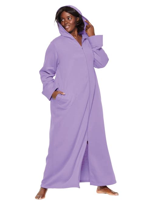 Dreams And Co Plus Size Hooded Fleece Robe