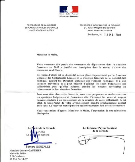 Lettre A La Prefecture