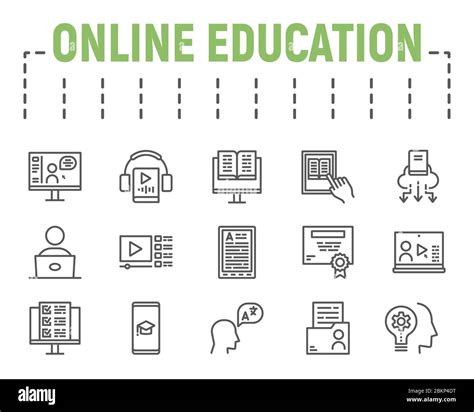 Online Education Linie Icon Set Abstand Lernen Symbole Sammlung