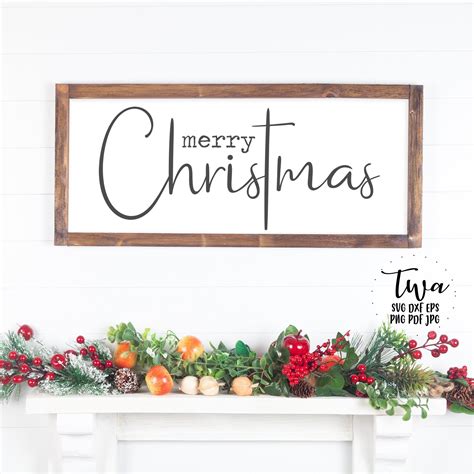 Merry Christmas Svg Files For Cricut Christmas Farmhouse Sign Etsy